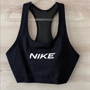 Nike Women's Black Sports Bra with White Logo